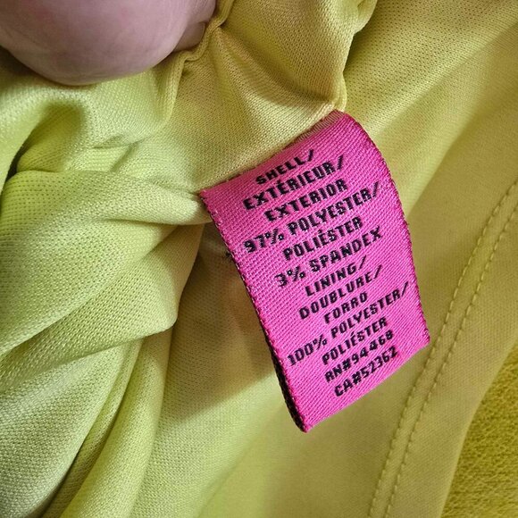 Betsey Johnson Dress - Yellow Textured Knit Stretch with Ruffle Hem - Picture 6 of 10